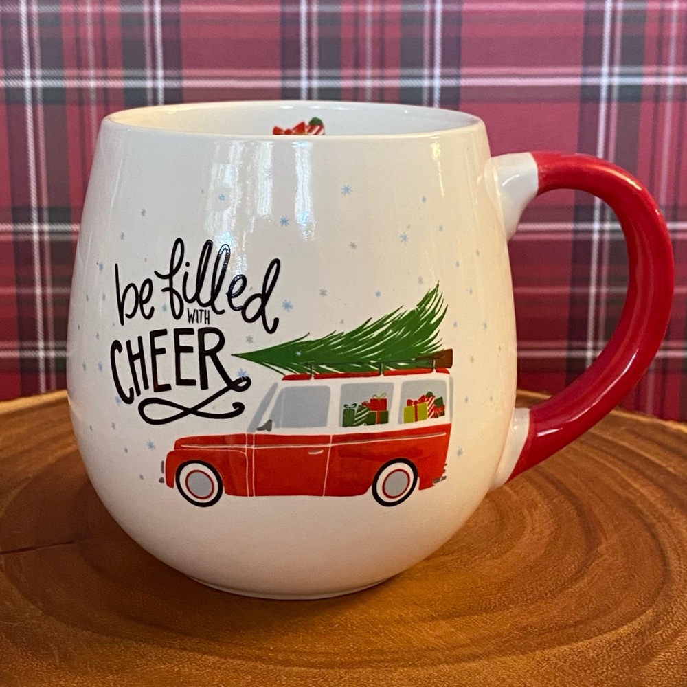 Madison Studio ‘be filled with CHEER’ Red Station Wagon Christmas Mug - Picture 2 of 9